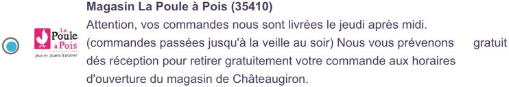 livraison magasin lpap